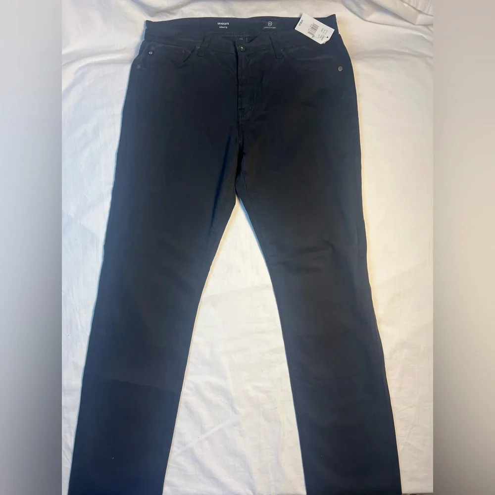 NWT AG Adriano Goldschmied The Graduate Tailored Leg Black Pants Men's 33x33